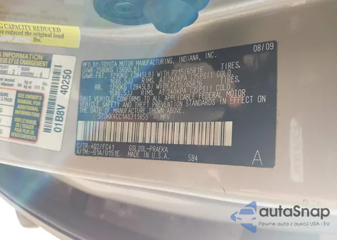 2010 Toyota Sienna Le из США, поврежденный, VIN 5TDKK4CC1AS311855